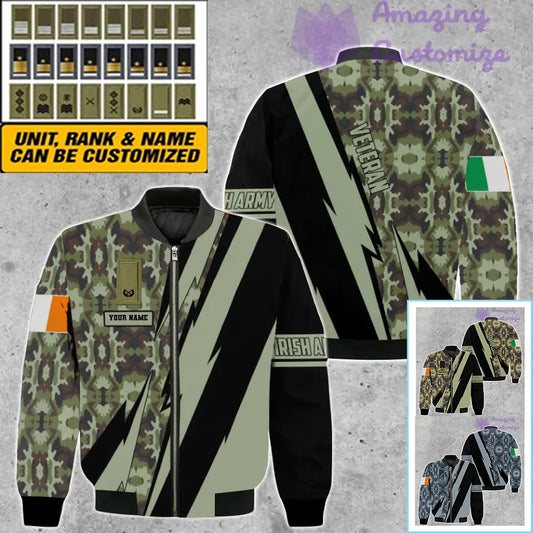 Personalized Ireland Soldier/ Veteran Camo With Name And Rank Bomber Jacket 3D Printed  - 03042401QA