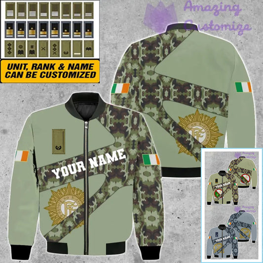 Personalized Ireland Soldier/ Veteran Camo With Name And Rank Bomber Jacket 3D Printed  - 300124QA
