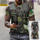 T-shirt personnalisé avec camouflage soldat/vétéran irlandais avec nom et grade imprimé en 3D - 22042401QA