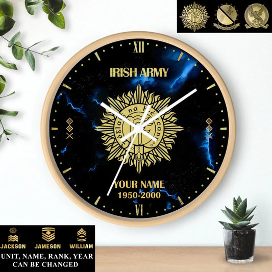 Personalized Ireland Soldier/ Veteran With Name, Rank And Year Wooden Clock - 17391456