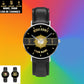 Personalized Ireland Soldier/ Veteran With Name And Rank Black Stitched Leather Watch - 17097696 - Gold Version
