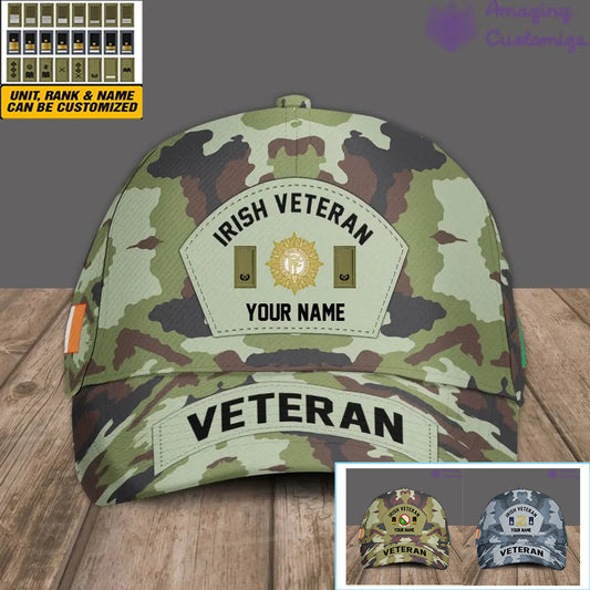 Personalized Rank And Name Ireland Soldier/Veterans Camo Baseball Cap - 1717027201