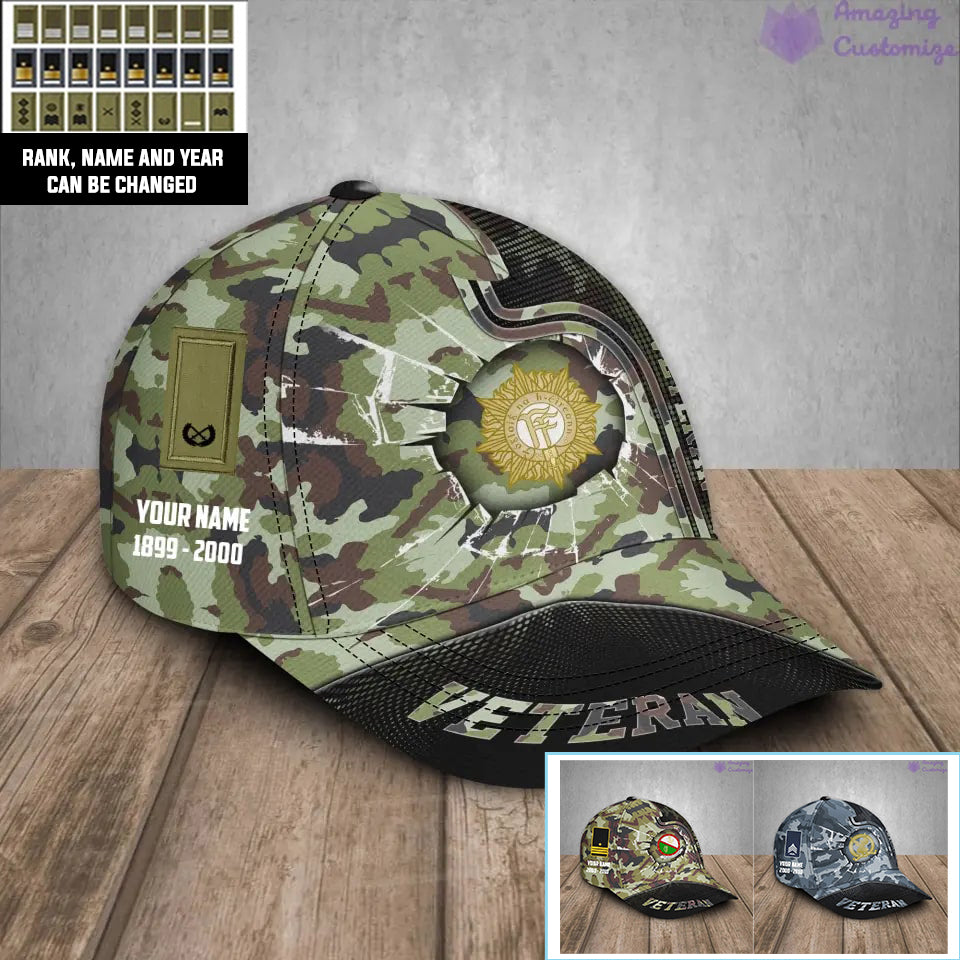 Personalized Rank, Year And Name Ireland Soldier/Veterans Camo Baseball Cap - 17170272