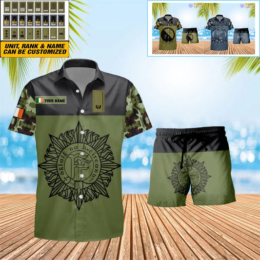 Personalized Ireland Soldier/ Veteran Camo With Rank Combo Hawaii Shirt + Short 3D Printed - 16862688