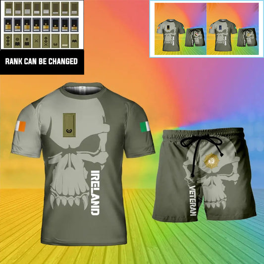 Personalized Ireland Soldier/ Veteran Camo With  Rank Combo T-Shirt + Short 3D Printed  - 13042401QA