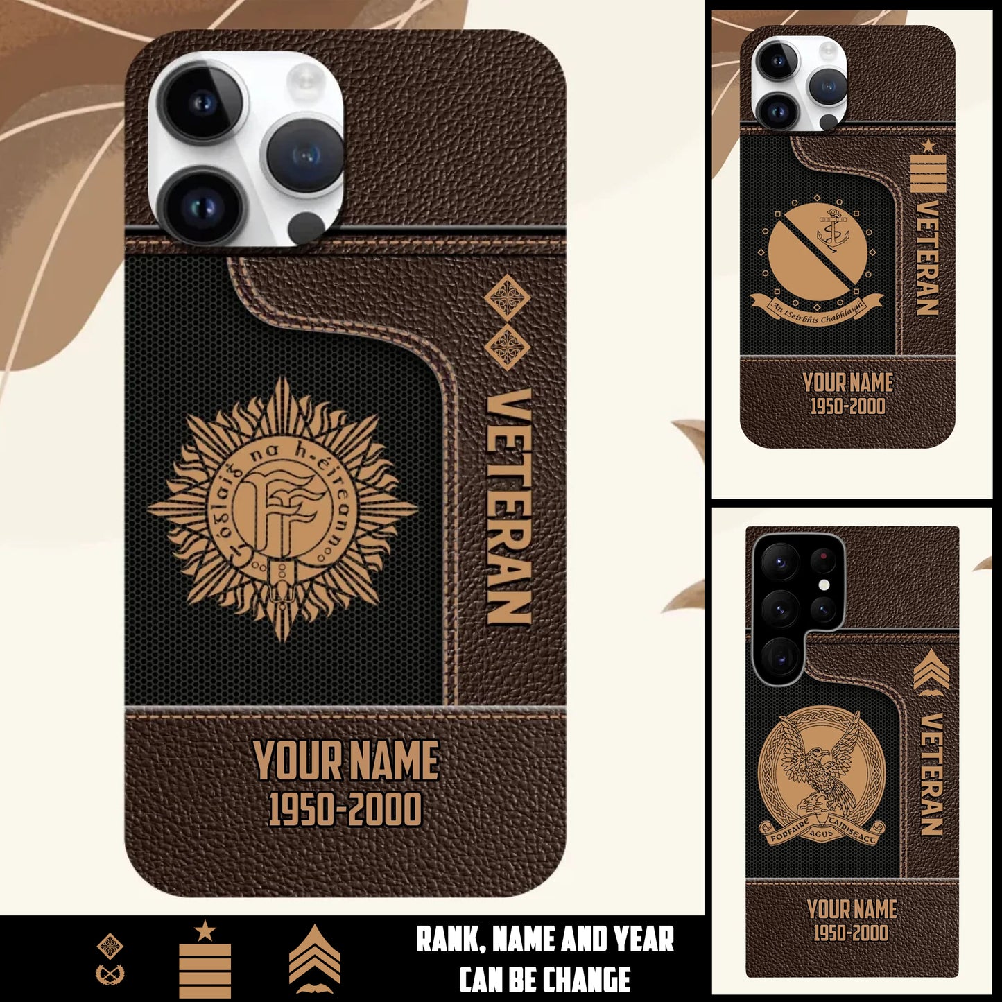 Personalized Ireland Soldier/Veterans With Rank, Year And Name Phone Case Printed - 17394048