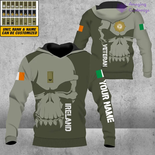 Personalized Ireland Soldier/ Veteran Camo With Name And Rank Hoodie 3D Printed  - 1602240001