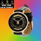 Personalized Ireland Soldier/ Veteran With Name, Rank Black Stitched Leather Watch - 1709683201 - Gold Version