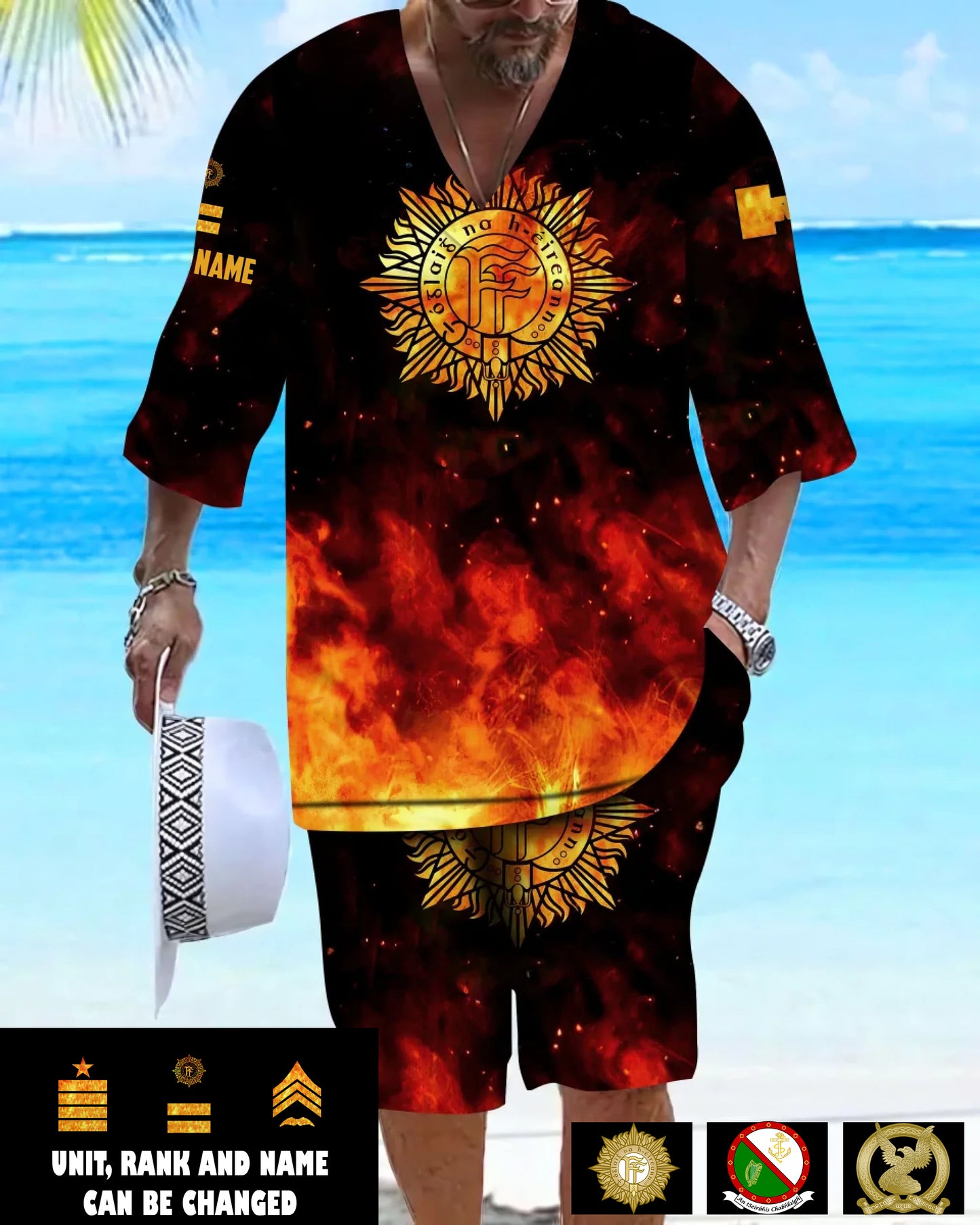 Personalized Ireland Soldier/ Veteran With Name And Rank Combo Top + Bottoms - 17259264