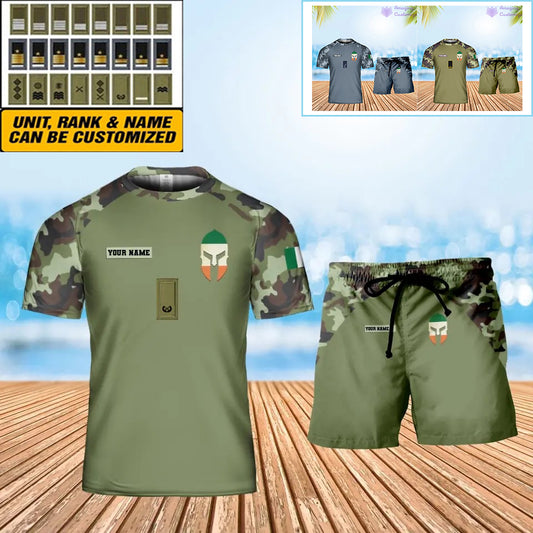 Personalized Ireland Soldier/ Veteran Camo With Name And Rank Combo T-Shirt + Short 3D Printed  - 1010230001QA