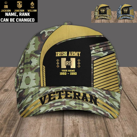 Personalized Rank, Year And Name Ireland Soldier/Veterans Camo Baseball Cap Veteran - 2103240001