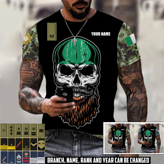 Personalized Ireland Soldier/Veteran Camo with Name and Rank T-Shirt All Over Printed - 17410464