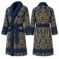 Personalized Ironworker Bathrobe - Art Deco Craft blue front and back view