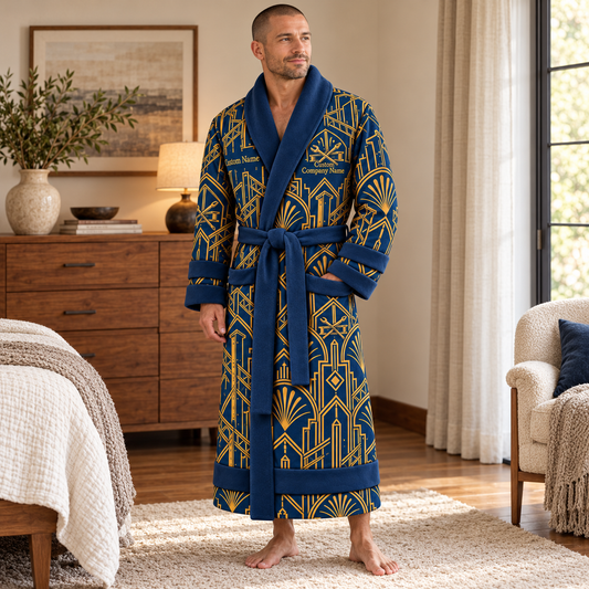 Personalized Ironworker Bathrobe - Art Deco Craft lifestyle view