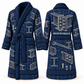 Personalized Ironworker Bathrobe - Blueprint Workshop blue front and back view