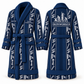 Personalized Ironworker Bathrobe - Workbench Stripes blue front and back view