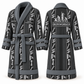 Personalized Ironworker Bathrobe - Workbench Stripes slate front and back view