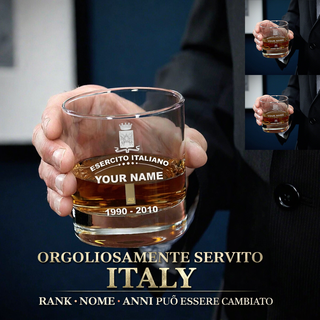 Personalized Italy Soldier/ Veteran With Rank, Name and Year Whiskey Glass - 17718048