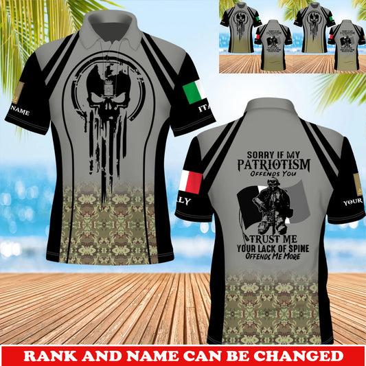 Personalized Italy Soldier/Veteran Camo with Rank and Name T-Shirt All Over Printed - 17741376
