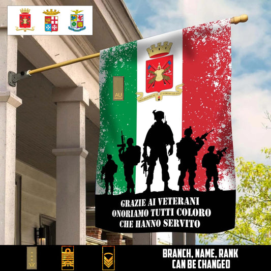 Personalized Italy Solider/ Veteran Camo With Name & Rank House Flag 3D Printed - 1759708803