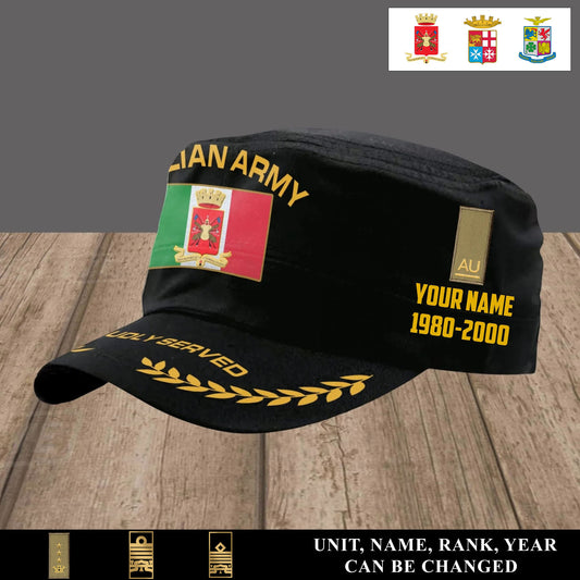 Personalized Italy Soldier/ Veteran With Name, Year And Rank Military Cap - 17502048