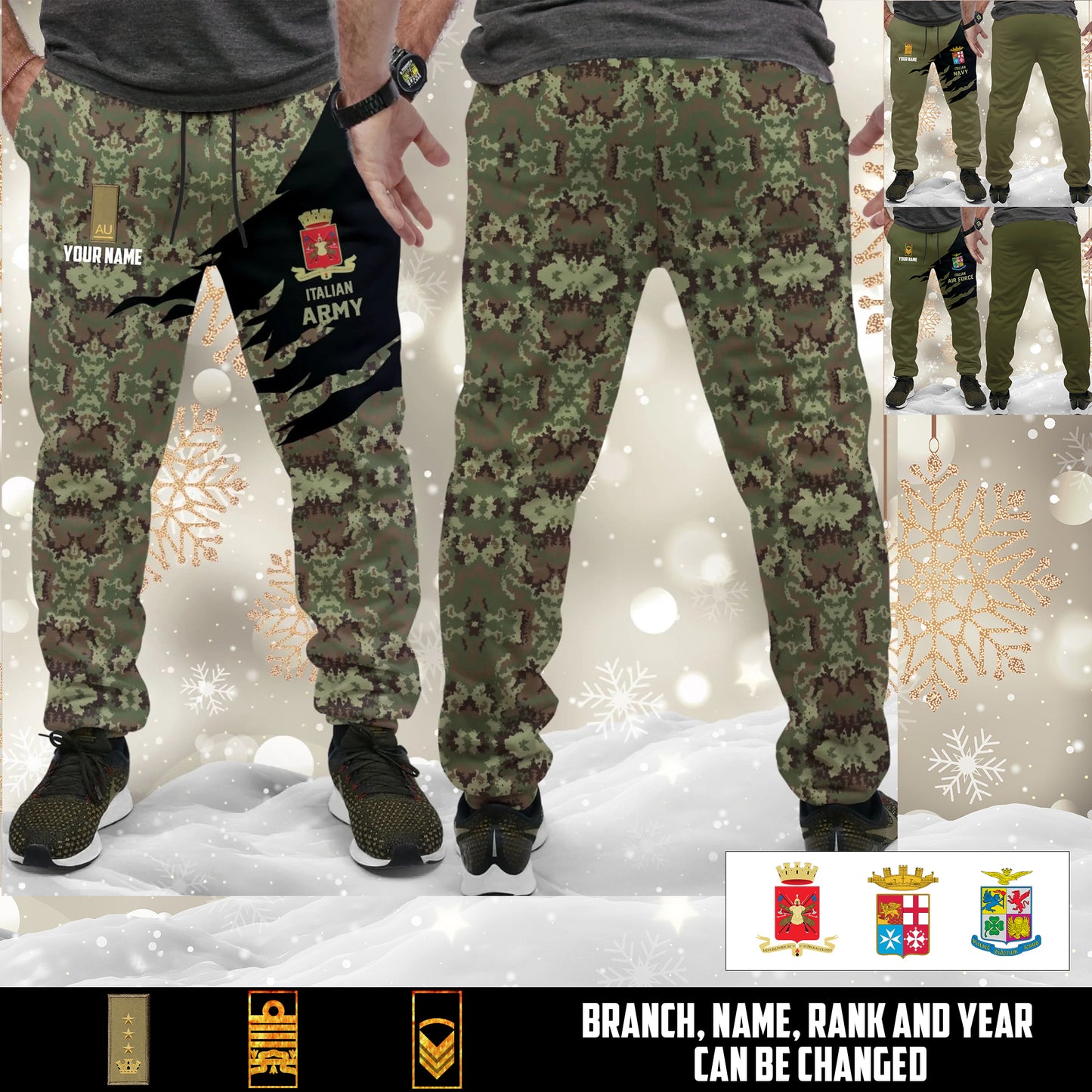 Personalized Italy Soldier/ Veteran With Name And Rank Unisex Jogger - 17584128