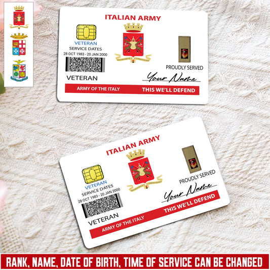 Personalized Italy Soldier/ Veteran With Rank, Name And Year Aluminum Wallet Card - 17472672