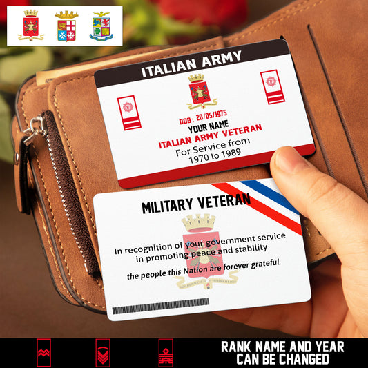 Personalized Italy Soldier/ Veteran With Rank, Name And Year Aluminum Wallet Card - 17471808