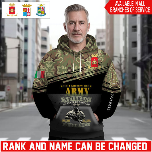 Personalized Italy Soldier/Veteran Camo with Name and Rank Hoodie Sweater All Over Printed - 1761350403