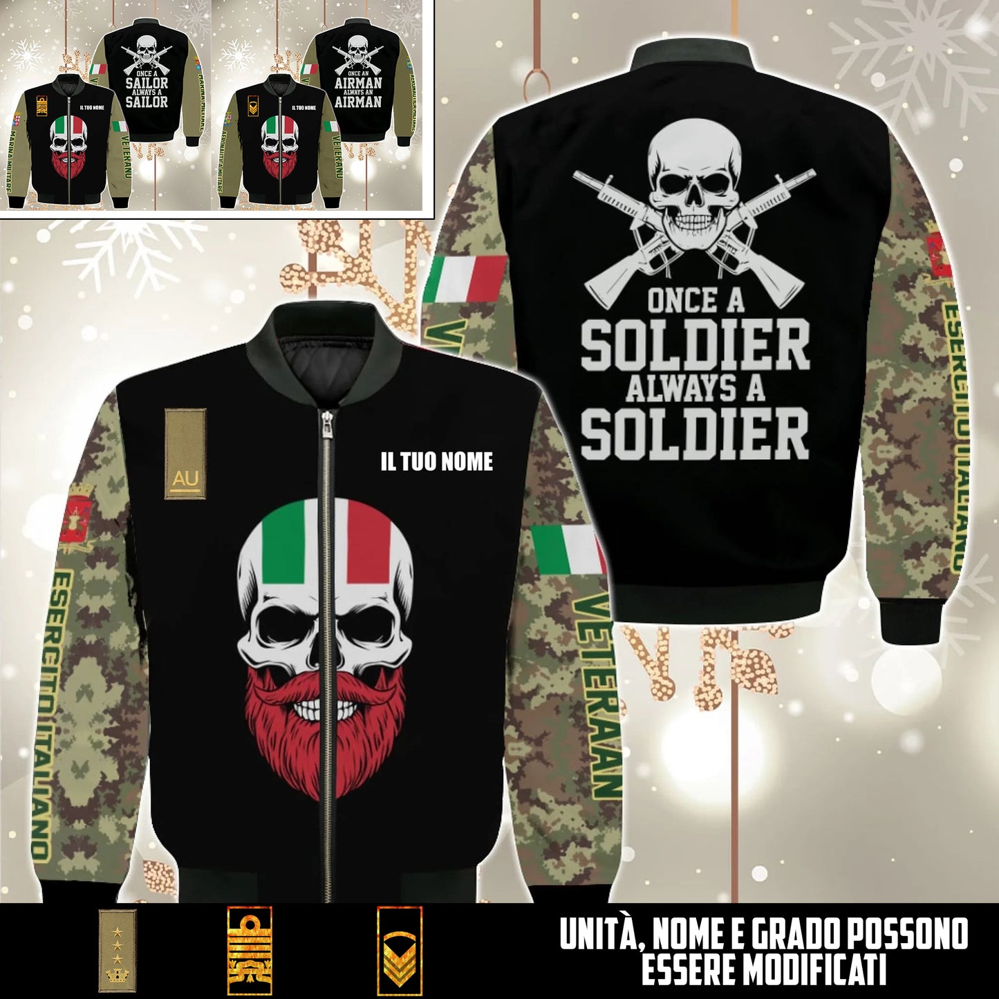 Giacca Bomber Camo Veterano Italiano – Personalizzata con Nome & Grado - 17580672