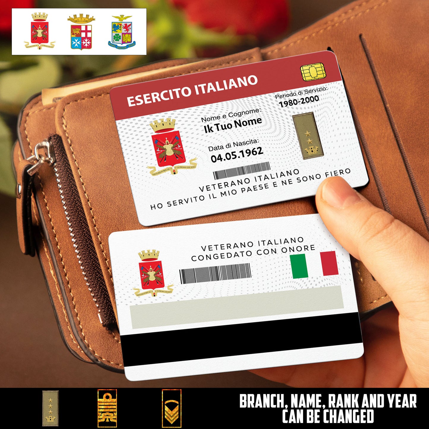 Personalized Italy Soldier/ Veteran With Rank, Name And Year Aluminum Wallet Card - 17502912