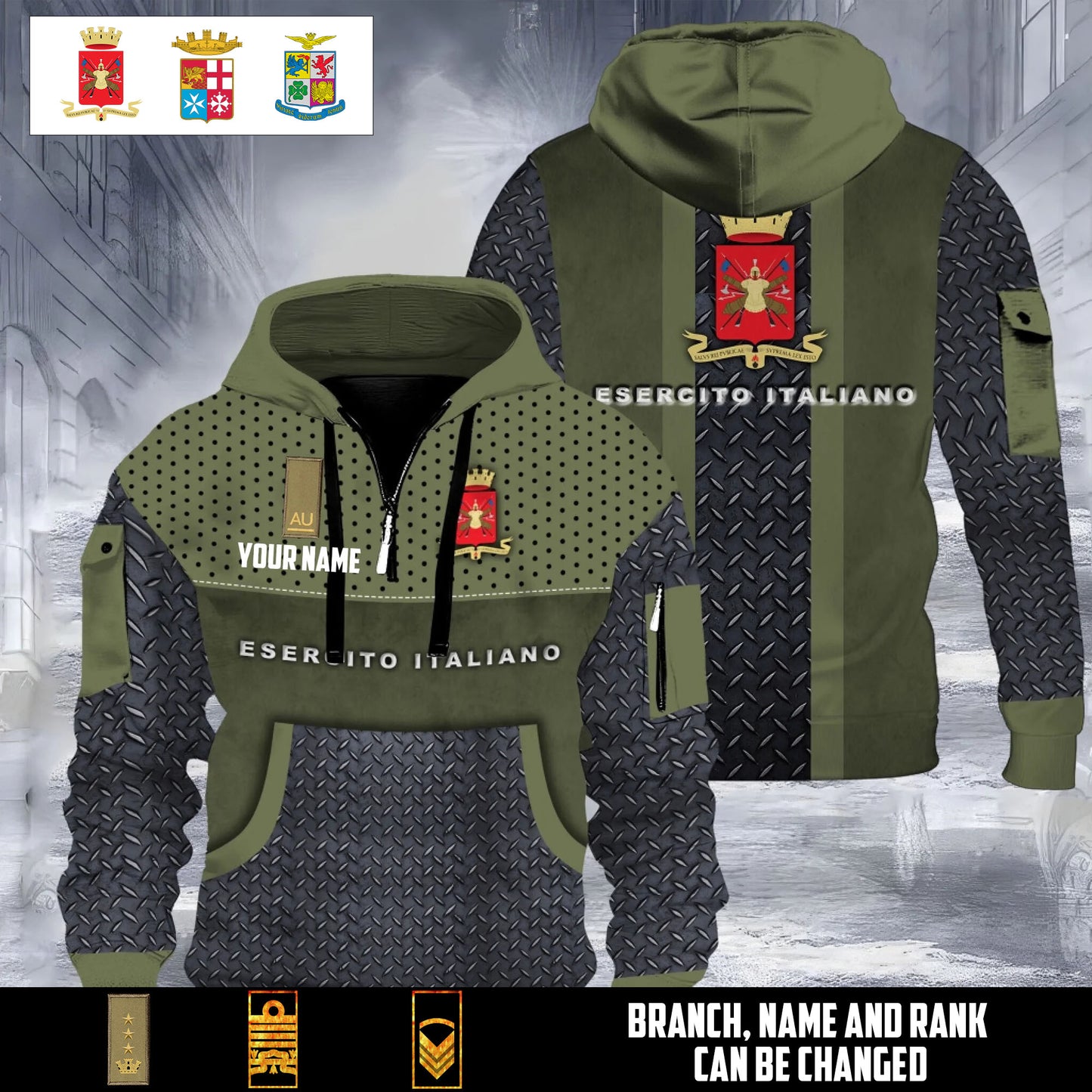 Personalized Italy Soldier/ Veteran With Rank And Name 3D Half-zip Hoodie - 17693856