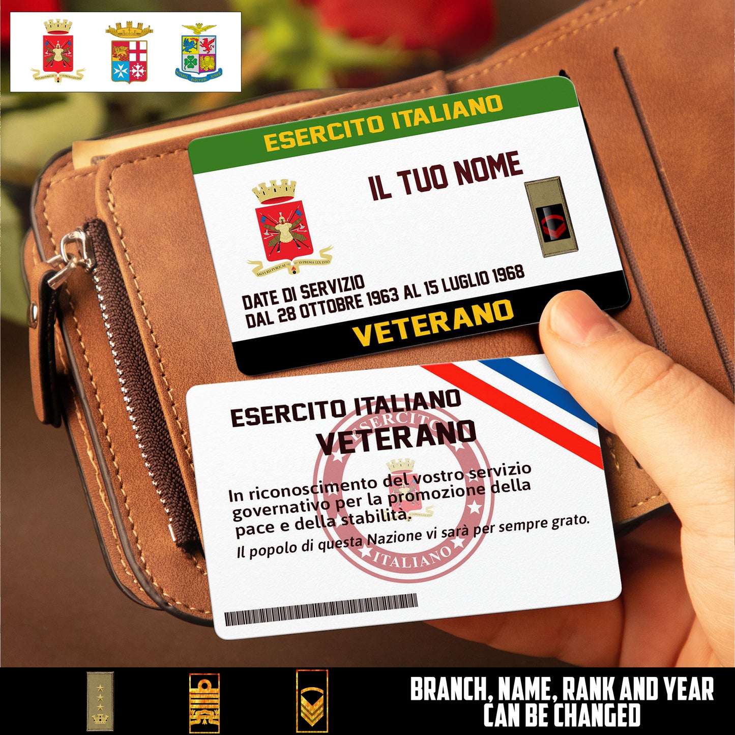 Personalized Italy Soldier/ Veteran With Rank, Name And Year Aluminum Wallet Card - 17479584