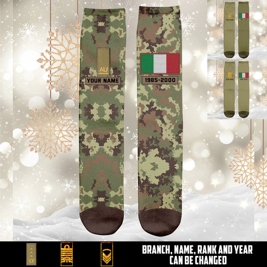 Personalized Italy Soldier/ Veteran With Name And Rank Socks - 17591904