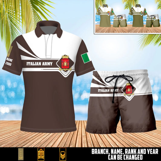 Personalized Italy Soldier/Veteran with Rank, Year And Name Combo Polo + Short - 17462304