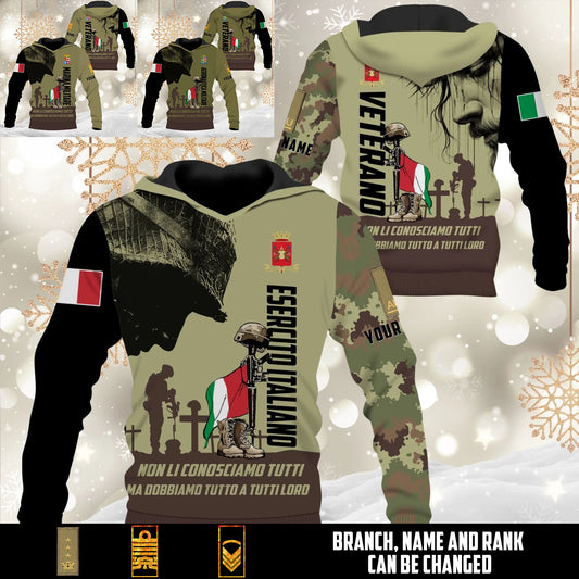 Personalized Italy Soldier/Veteran Camo with Name and Rank Hoodie All Over Printed - 17648064