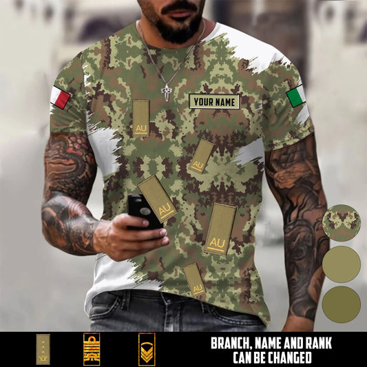 Personalized Italy Soldier/Veteran Camo with Name and Rank T-Shirt All Over Printed - 17665344