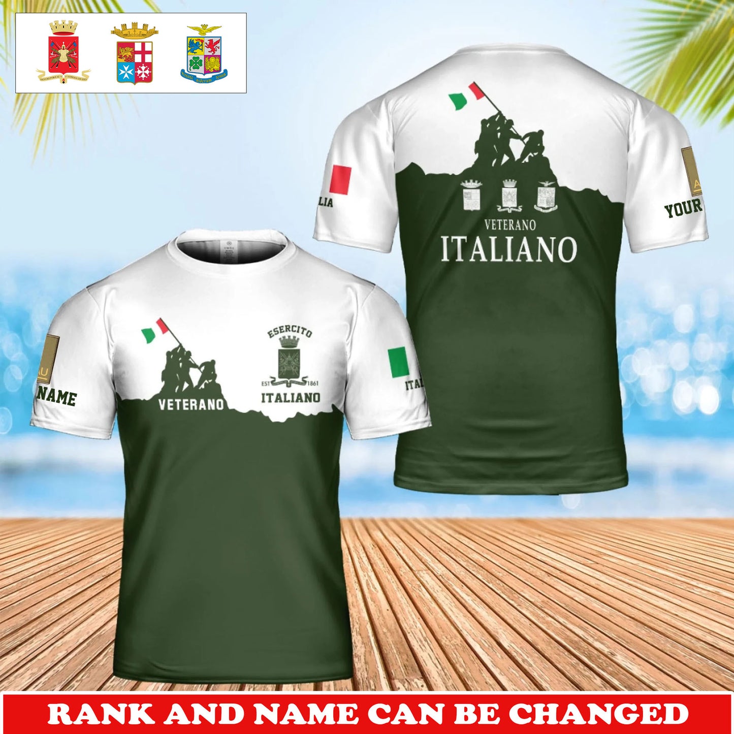 Personalized Italy Soldier/Veteran Camo with Rank and Name T-Shirt All Over Printed - 17746560