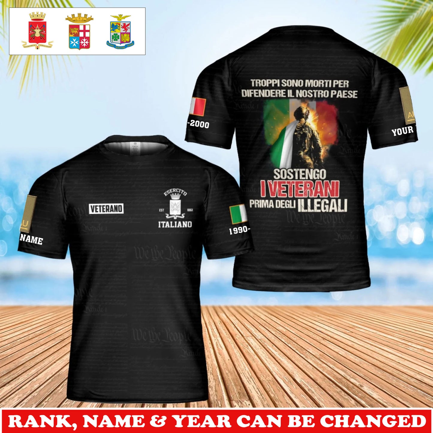 Personalized Italy Soldier/Veteran Camo with Rank, Name &Year T-Shirt All Over Printed - 17737056