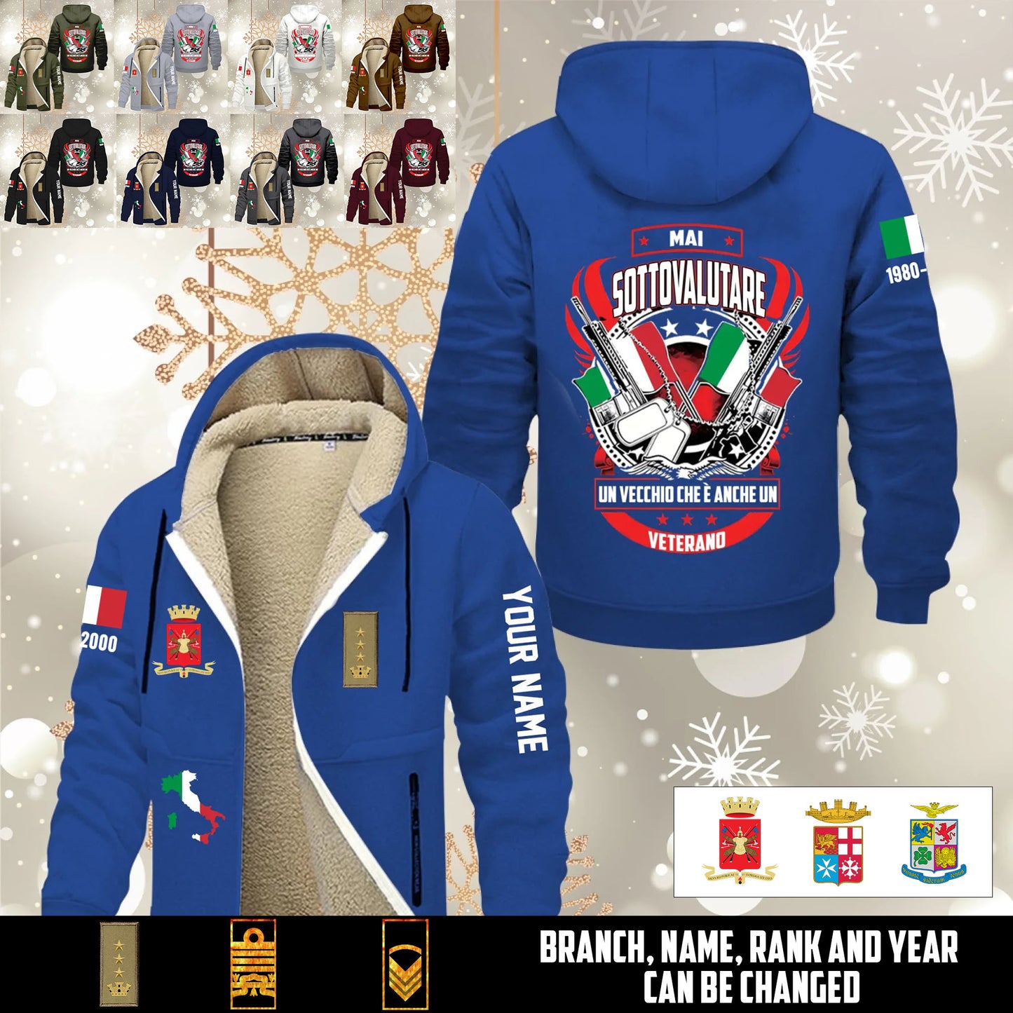 Personalized Italy Soldier/ Veteran With Name, Year And Rank Hoodie Zip Velvet Coat - 17646336