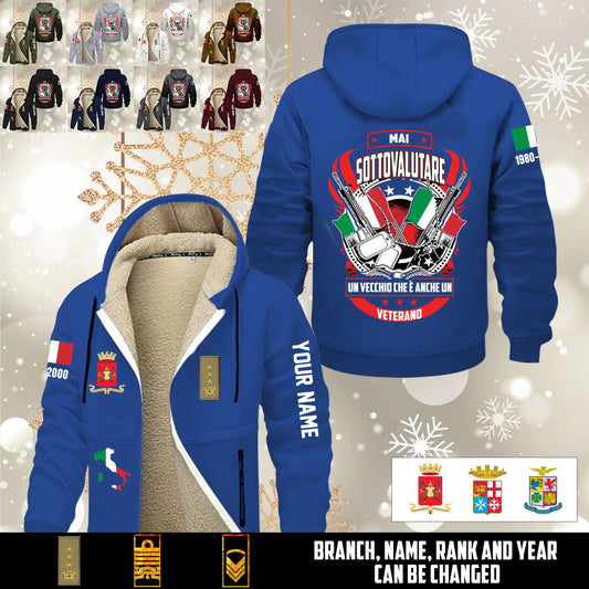 Personalized Italy Soldier/ Veteran With Name, Year And Rank Hoodie Zip Velvet Coat - 17646336