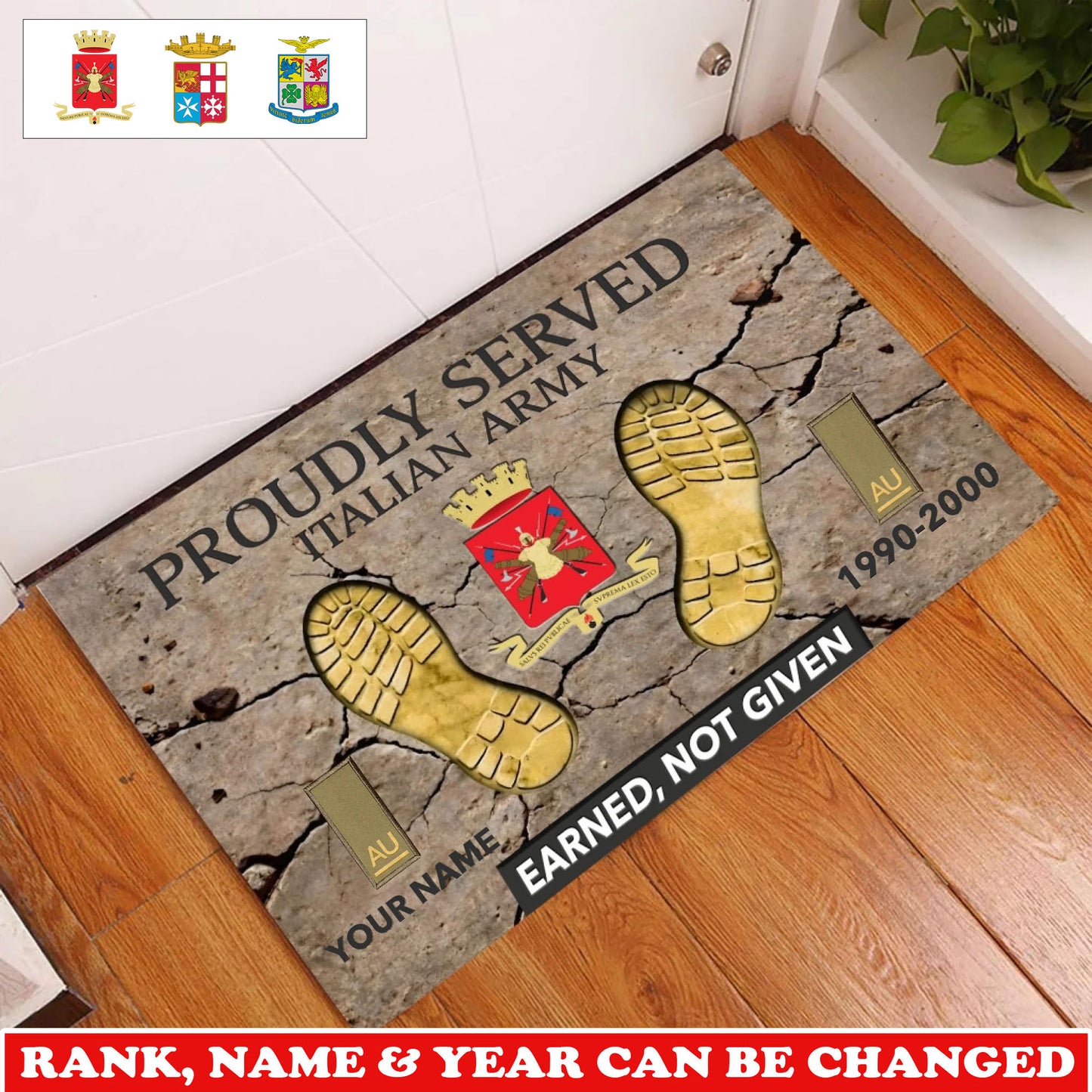 Personalized Italy Soldier/ Veteran Camo With Rank, Name and Year Doormat 3D Printed - 17747424