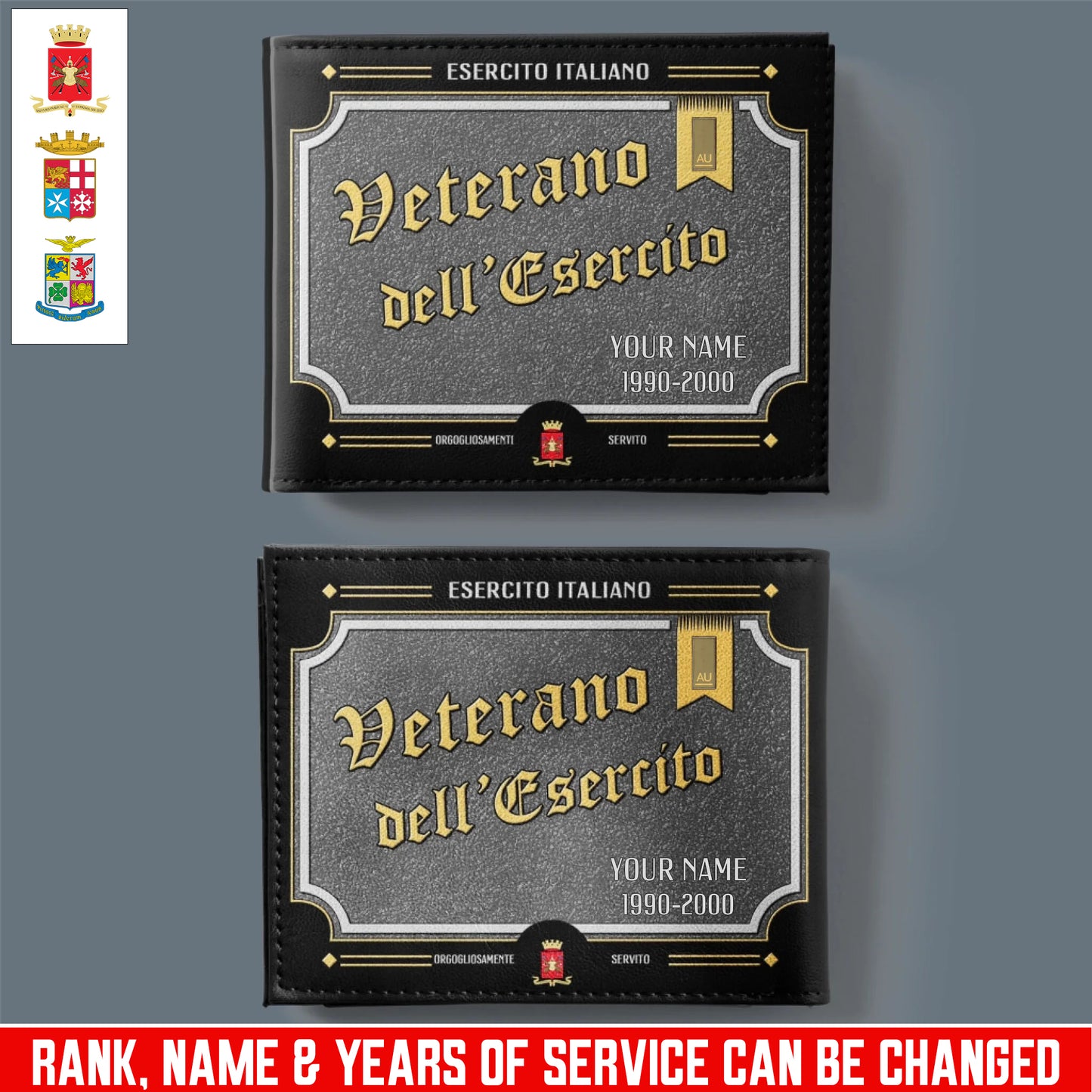 Personalized Italy Soldier/ Veteran With Rank, Year And Name Leather Wallet - 17685216