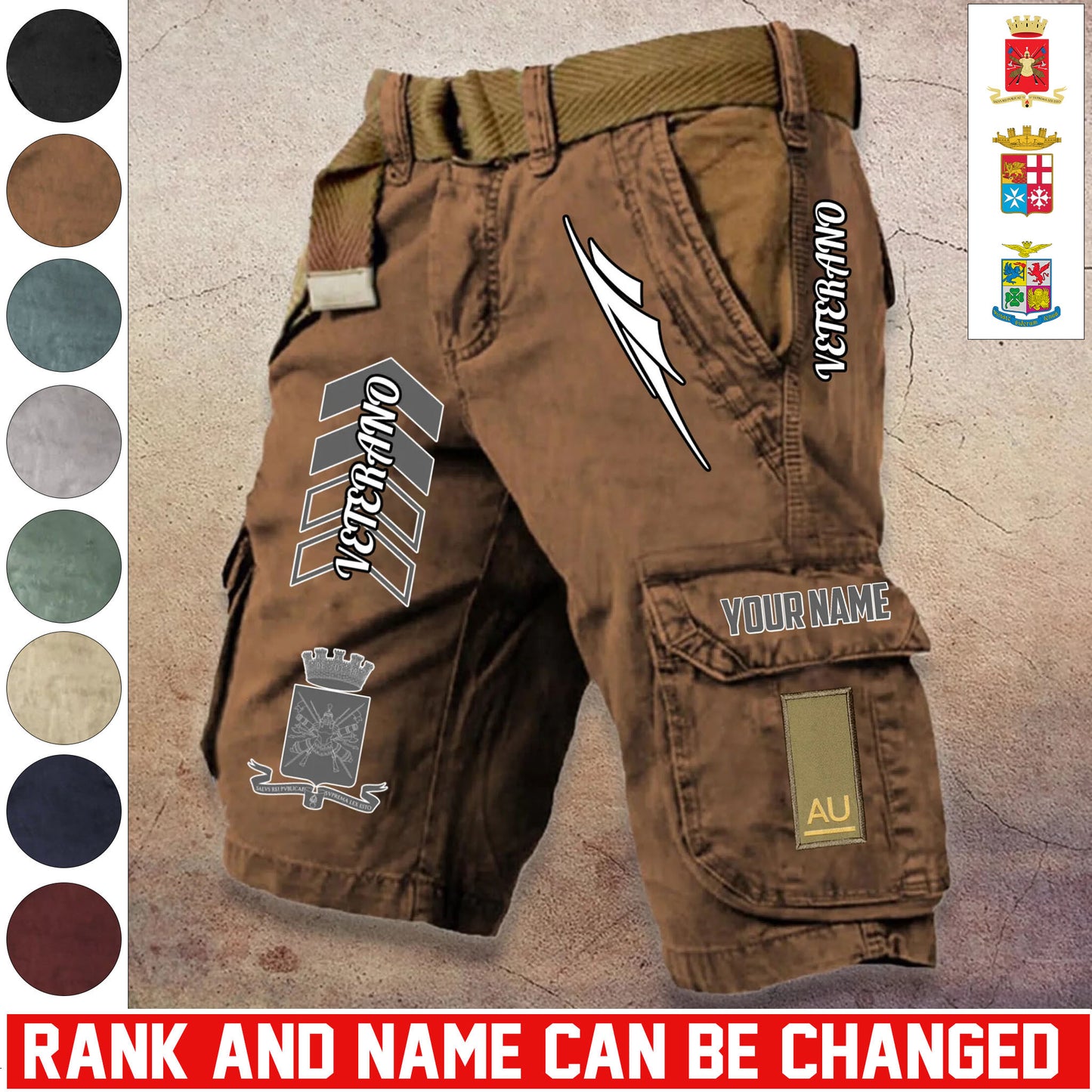 Personalized Italy Soldier/ Veteran With Rank And Name Demin Shorts Multicolor - 17686944