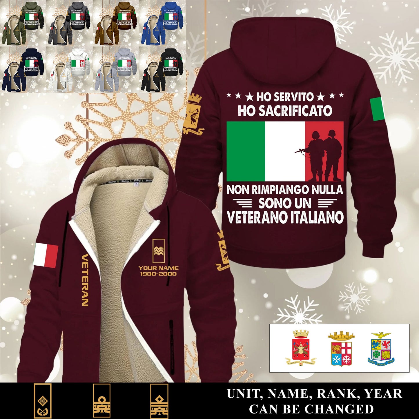 Personalized Italy Soldier/ Veteran With Name, Year And Rank Hoodie Zip Velvet Coat - 17570304