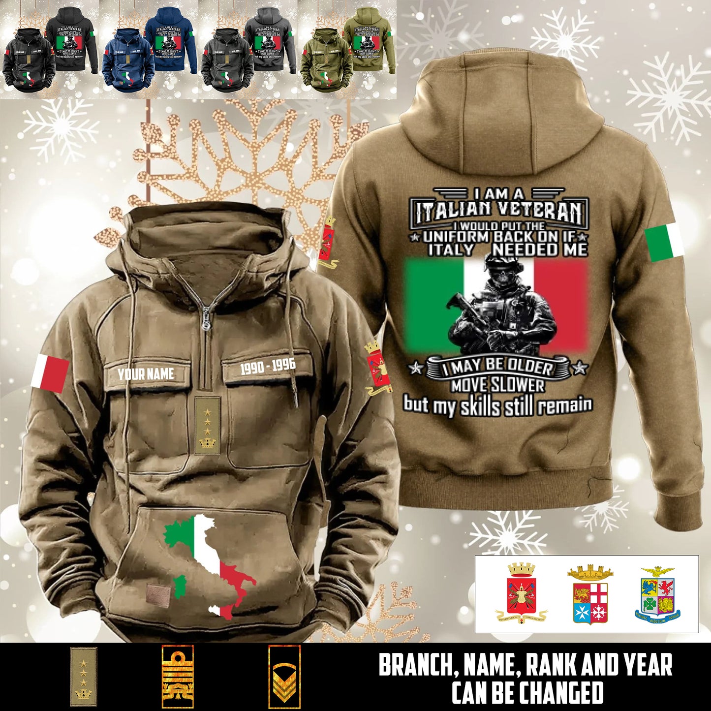 Personalized Italy Soldier/Veteran Vintage Hoodie All Over Printed - 1760313603
