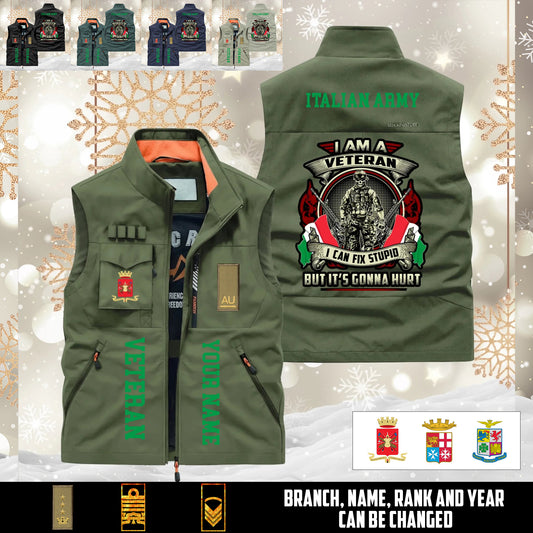 Personalized Italy Solider/ Veteran With Name & Rank Sleeveless Jacket Multicolor - 17595360