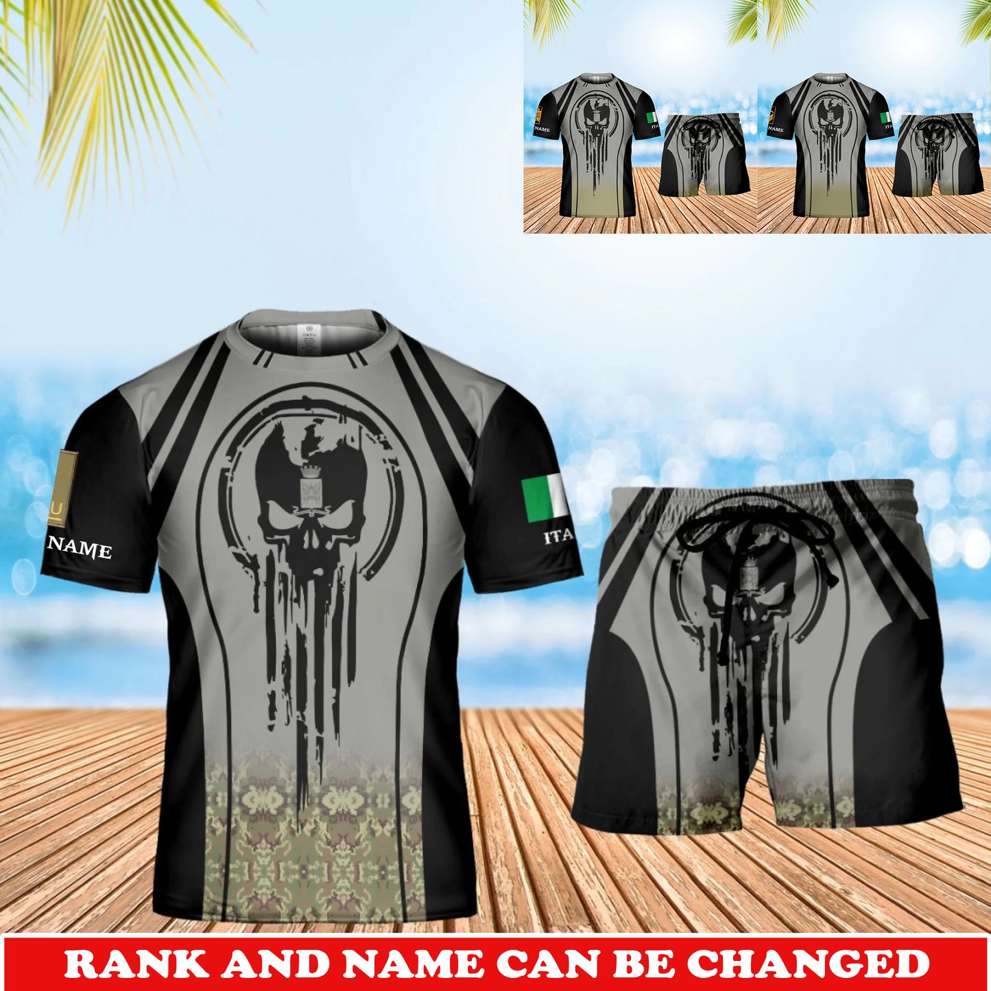 Personalized Italy Veteran/ Soldier With Rank and Name Combo T-Shirt + Short All Over Print - 17741376