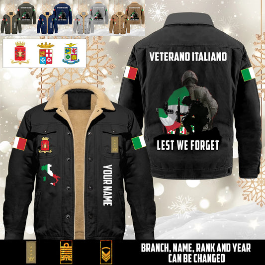 Personalized Italy Soldier/ Veteran With Name And Rank Cargo Fleece Jacket - 17635968