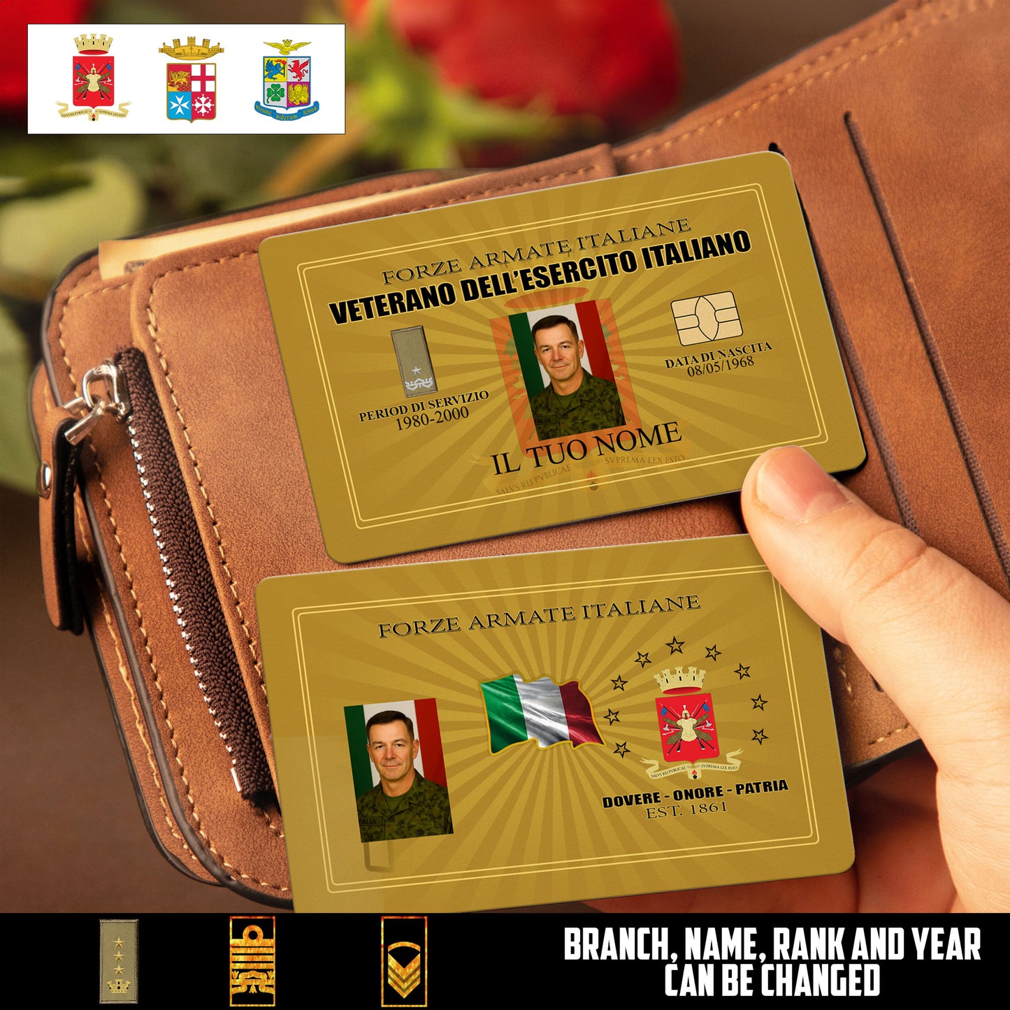 Personalized Italy Soldier/ Veteran With Rank, Name And Year Aluminum Wallet Card - 17548704